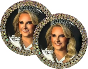 2- US AMERICAN MISS Photo Brooches