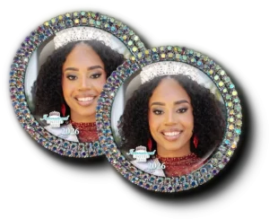 2- INTERNATIONAL UNITED MISS Photo Brooches